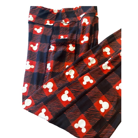 Barker Basic Fall Mickey Mouse Super Soft gingham Leggings OS - Picture 2 of 4